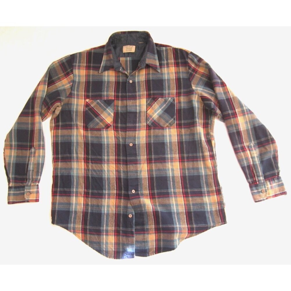 Vtg 1960's Sears Western Plaid Long Sleeve Shirt Sz XL (MT731) Made in Korea